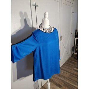 APT 9 TUNIC COLOR BLUE/BLACK 3/4 SLEEVE POLYESTER SIZE 1X